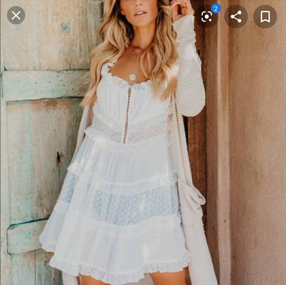 Vici ruffle lace tunic tank top small